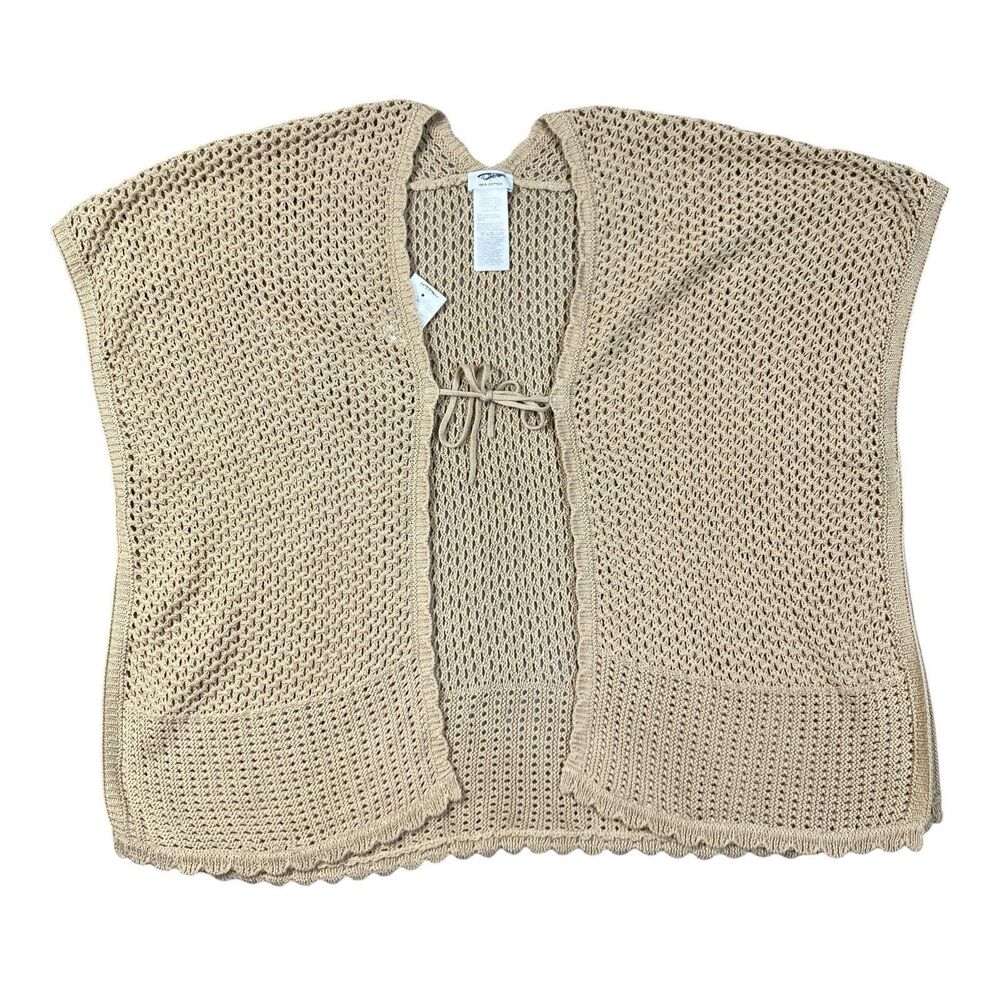 J Crew Crochet Cover Up Cardigan Womens One Size Beige Tie Front Beach CT813
